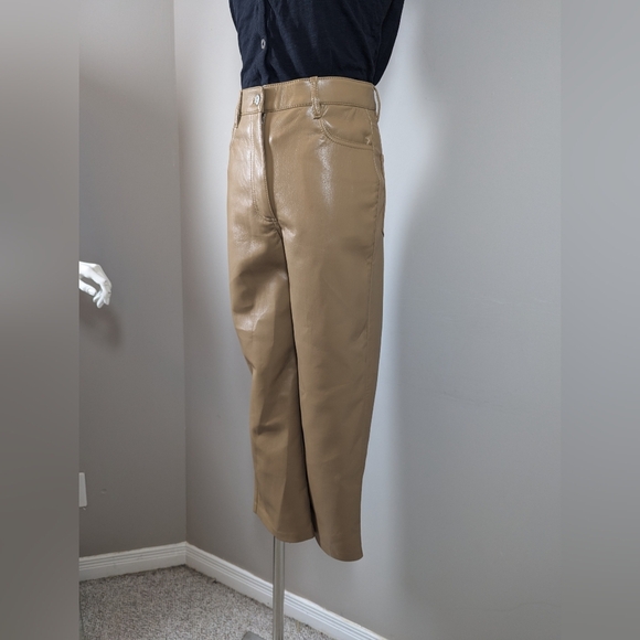 Aritzia Wilfred Melina Cropped Faux Leather Pants Camel Tan Vegan Leather Size - Picture 4 of 8